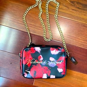 Victoria’s Secret rose printed purse with chain shoulder strap